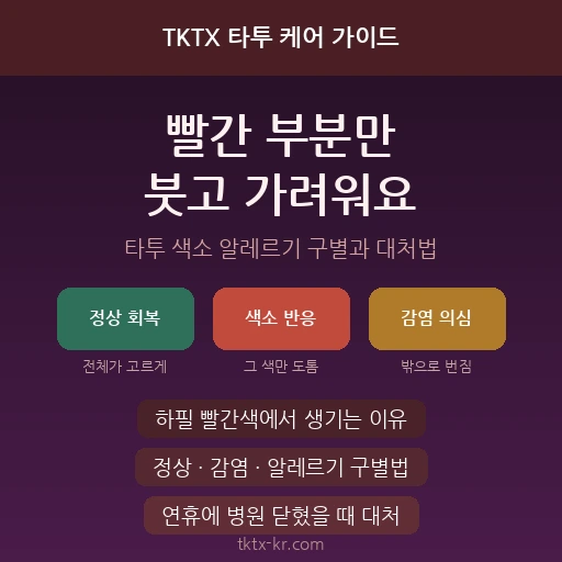 타투 색소 알레르기 완벽 가이드 – 유독 빨간색만 붓고 가려운 이유와 연휴 중 대처법